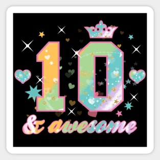 10th Birthday 10 & Awesome Girls Sticker